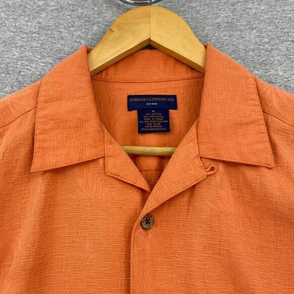 Gordon Shirt Mens Medium Orange Button Up Short Sleeve Pocket Collared - Picture 7 of 13